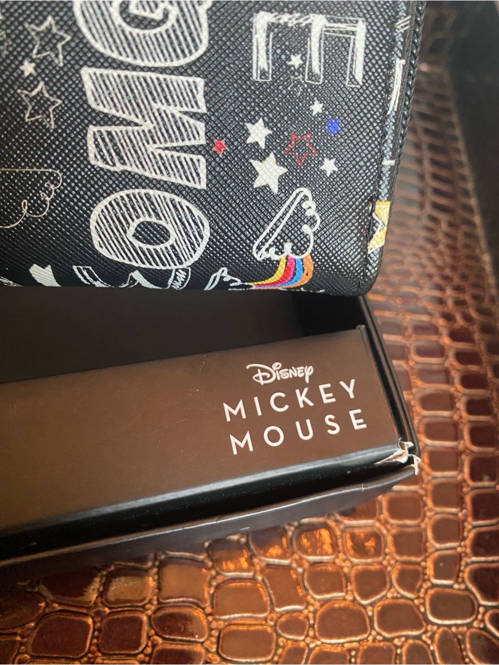 Disney Black Mickey Mouse Graphic Zip-Around Wallet w/Gold Mickey Accent (NIB) - Picture 5 of 10
